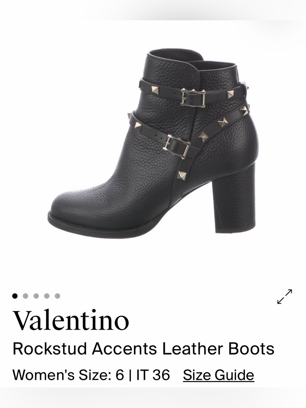 Valentino Black Pebbled Leather Rockstud Strap Ankle Boots